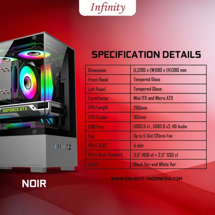 INFINITY NOIR White + 3 Fan mATX Seaview Case