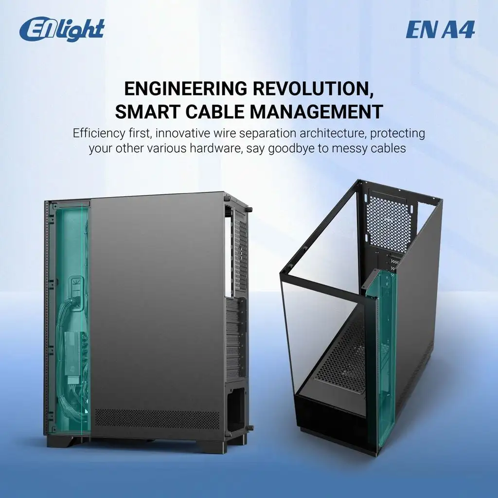 ENLIGHT A4 TEMPER WHITE ATX + Digital Display + 3 Fan F124 (Fix RGB)