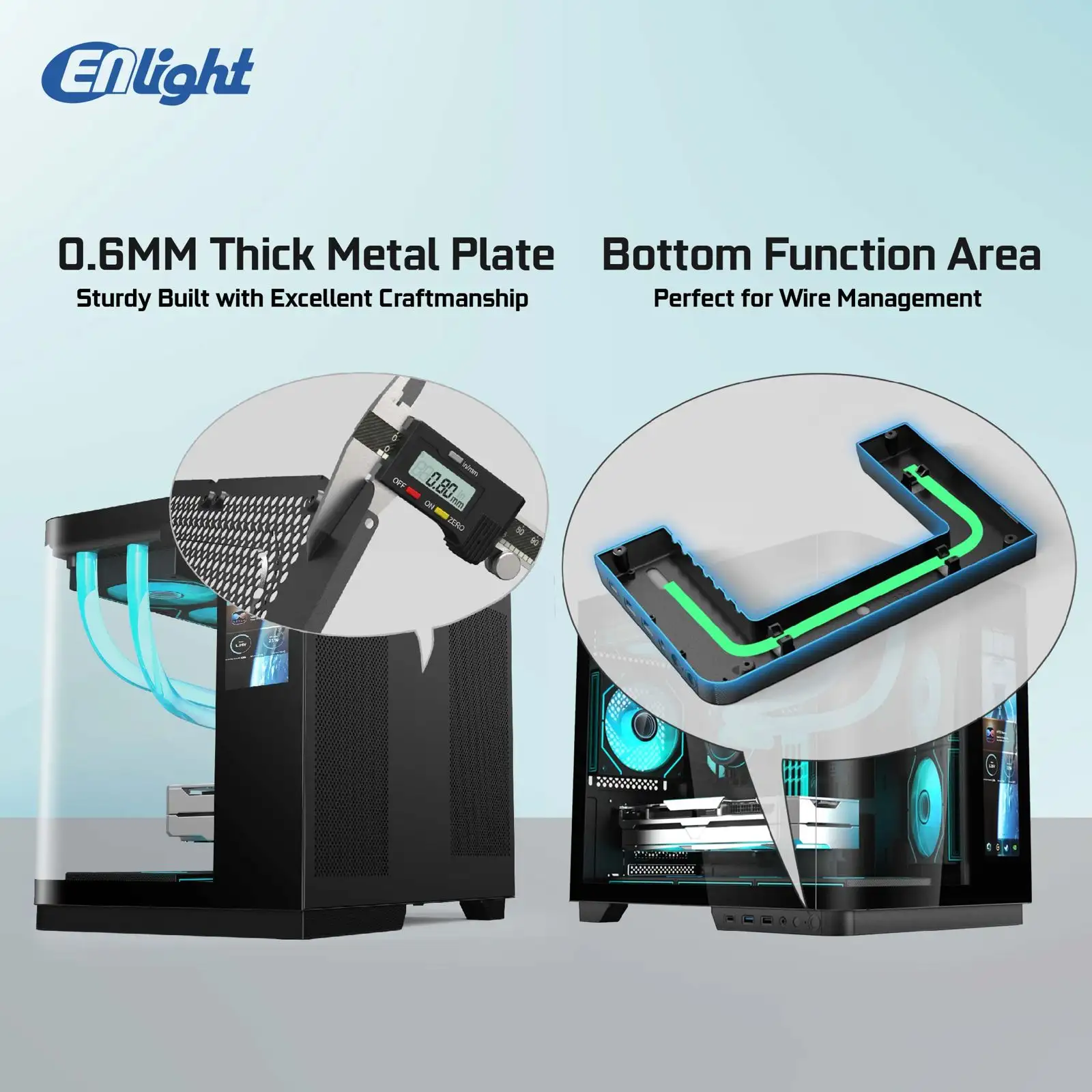 ENLIGHT Z11 Digital Display No Fan mATX Curve Temper - Black