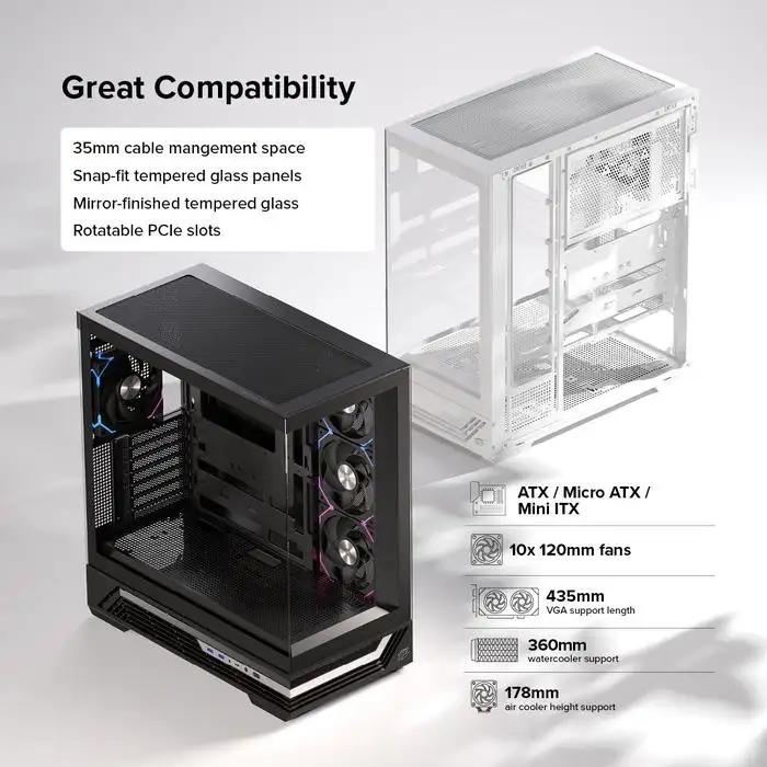 EINAREX Prisma S800 Black ATX Seaview Premium 4x Fan 12cm ARGB