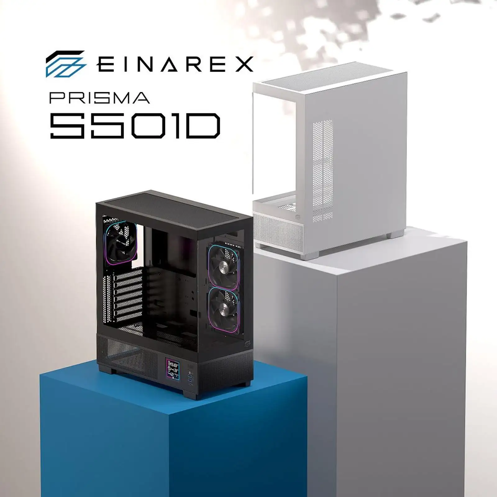 EINAREX Prisma S501D White ATX LCD Temperature USB-C + 3 Fan ARGB