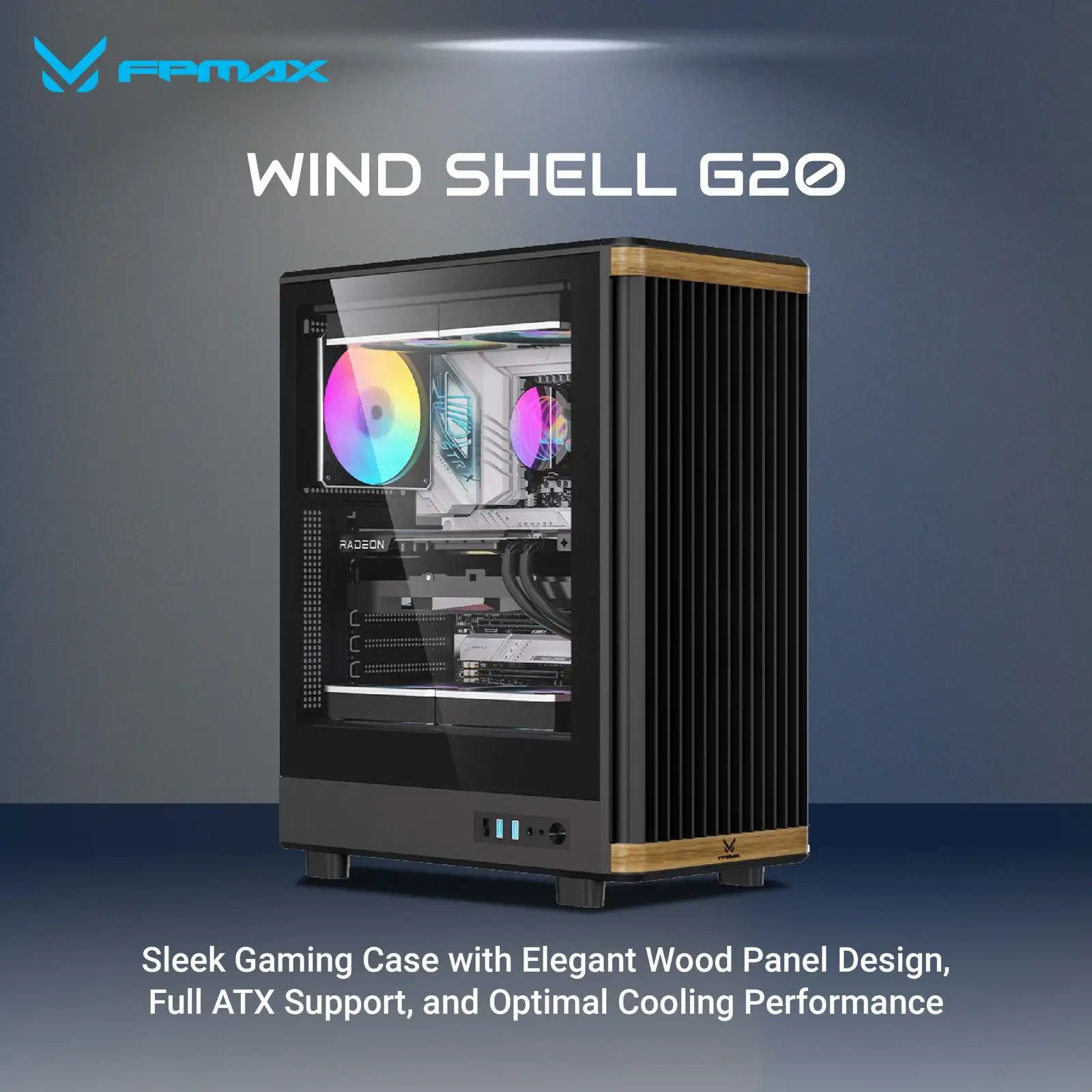 FPMAX Wind Shell G20 Black + Wood + 3 Fan