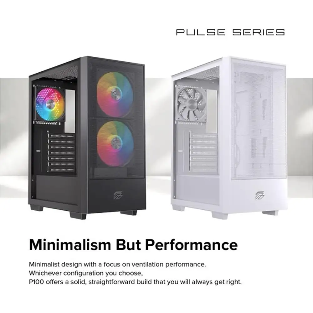 EINAREX Pulse P100 White ATX 2x 14cm + 1x 12cm ARGB Fan
