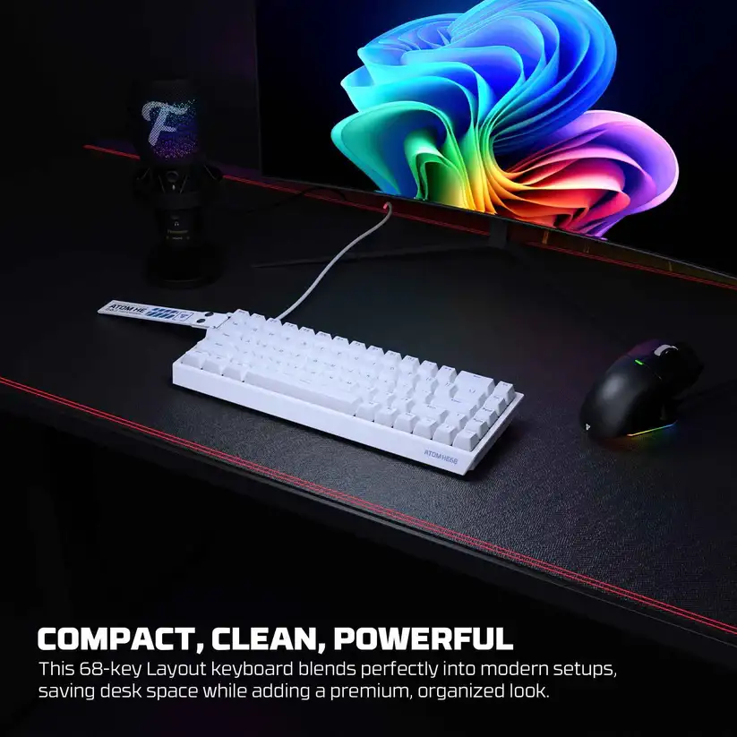 FANTECH KEYBOARD ATOM HE68 MK811 MECHA TYPE-C -WHITE