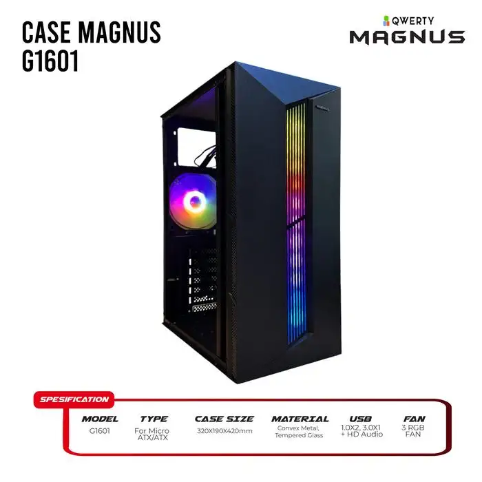 QWERTY MAGNUS G1601 - 3 FAN /Tempered Glass Slide Panel