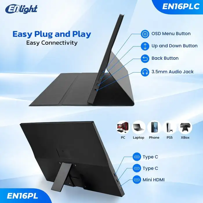 LED ENLIGHT EN16PLC 15.6" FHD 60Hz Portable Monitor with Cover