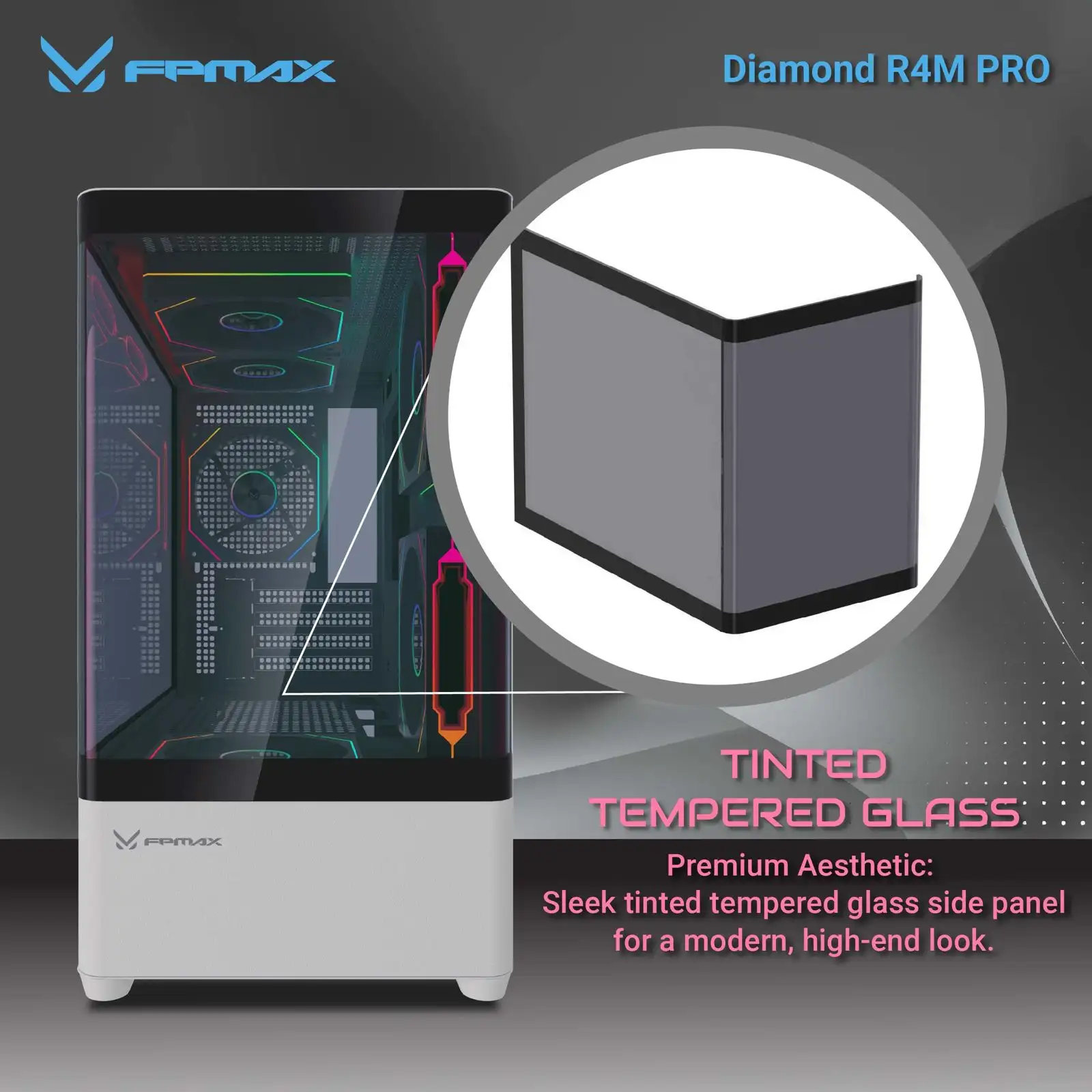 FPMAX Diamond R4M PRO NOVA White + 3 Fan ARGB mATX