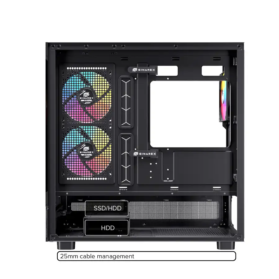 EINAREX Prisma S500 White ATX Type-C 2x 12cm Reverse + 1x12cm ARGB Fan