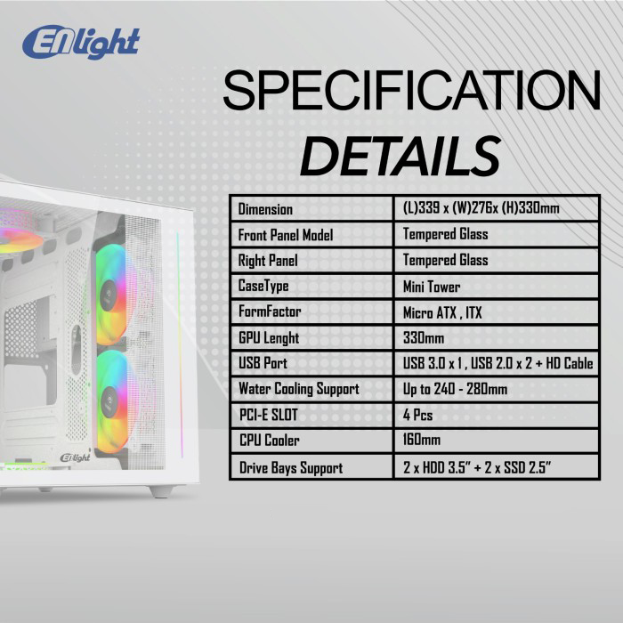 ENLIGHT Z8 WHITE +3 Fan RGB - Gambar 4