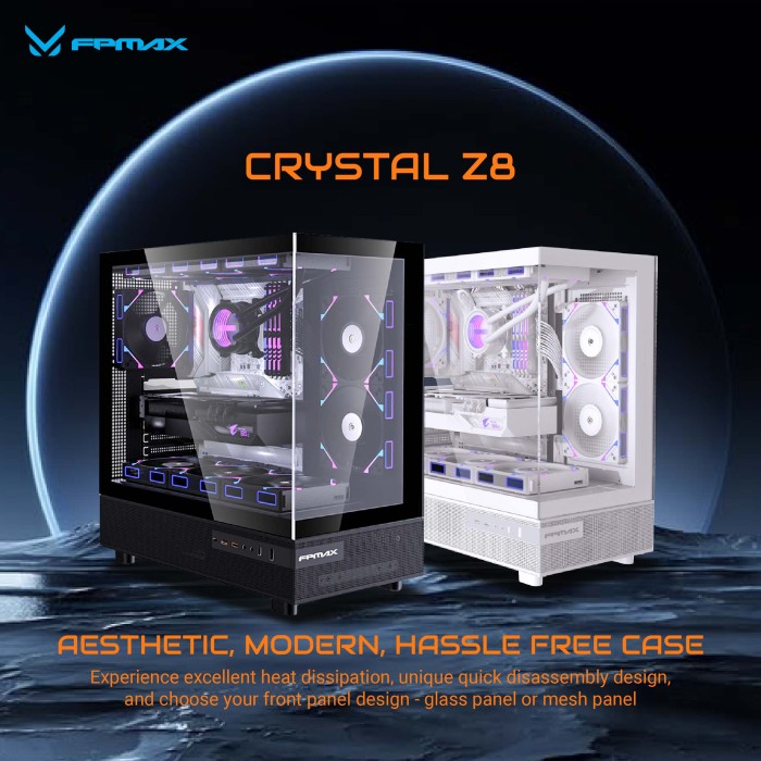 FPMAX CRSYTAL Z8 FLOE BLACK + 3 Fan Avalon - Gambar 2