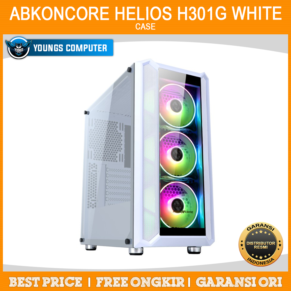 ABKONCORE HELIOS H301G WHITE + 3 Fan RGB